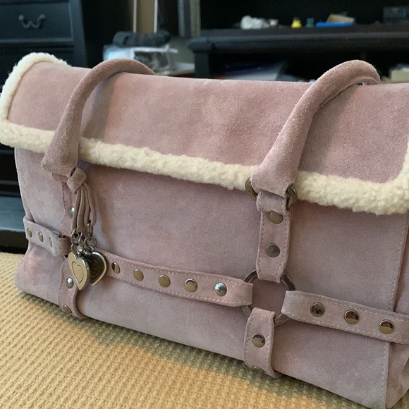 Dusty Pink Stuart Weitzman Shearling Bag. 12” X 7” X 4” - Picture 3 of 13